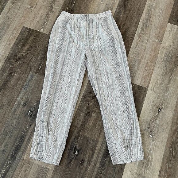 OPEN EDIT Relaxed Fit Linen Blend Pants Size Small Striped Tailored Trousers - Picture 4 of 16